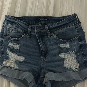 Aeropostale Blue High Rise Midi Shorts